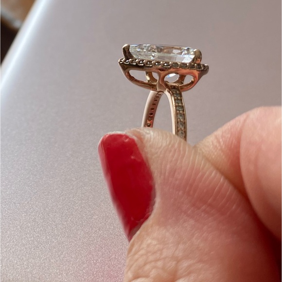 Retired Pandora Original Rose Plated Pear Halo Ring. Size 7.5/56. - Picture 2 of 3